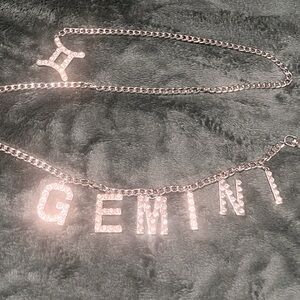 Rare NWOT GEMINI Horoscope Silver Chain Belt